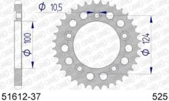 AFAM Tandwiel Achterzijde Aluminium 37T - 525